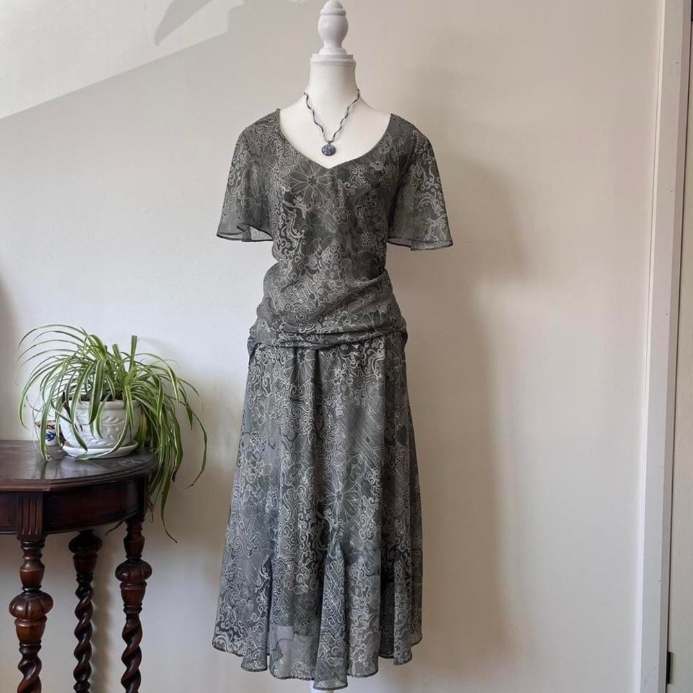 Vintage DressBarn Fairycore Matching Set Womens Sz 14W Green whimsical wedding